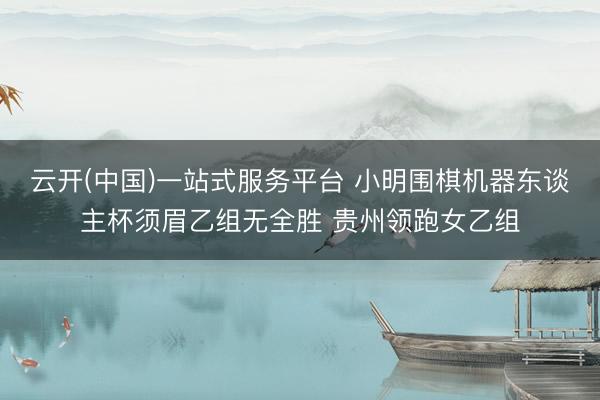 云开(中国)一站式服务平台 小明围棋机器东谈主杯须眉乙组无全胜 贵州领跑女乙组