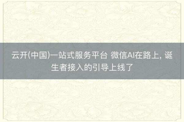 云开(中国)一站式服务平台 微信AI在路上, 诞生者接入的引导上线了