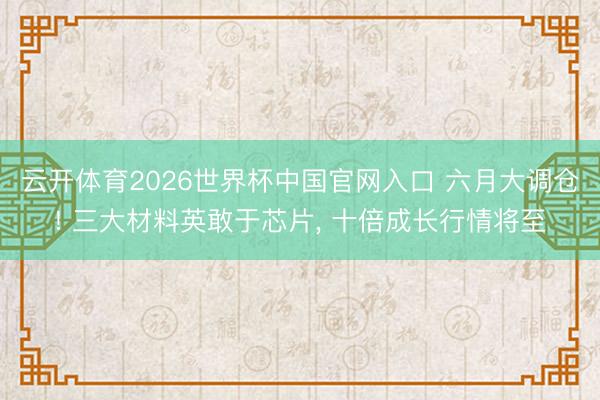 云开体育2026世界杯中国官网入口 六月大调仓! 三大材料英敢于芯片, 十倍成长行情将至