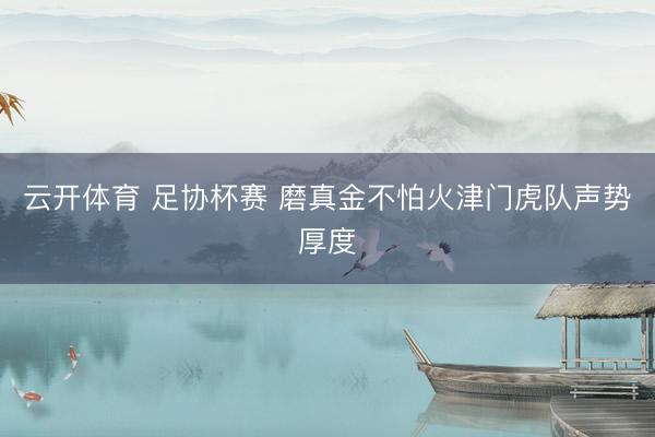 云开体育 足协杯赛 磨真金不怕火津门虎队声势厚度