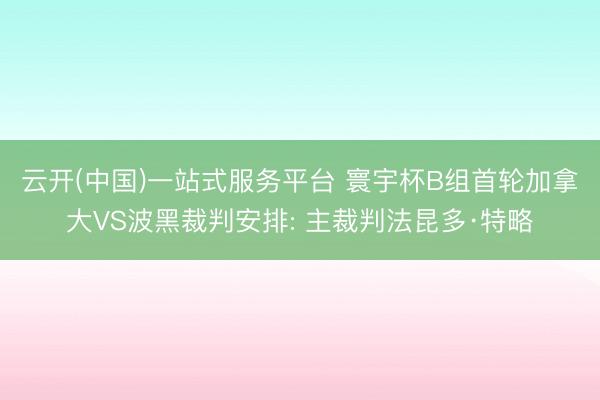 云开(中国)一站式服务平台 寰宇杯B组首轮加拿大VS波黑裁判安排: 主裁判法昆多·特略