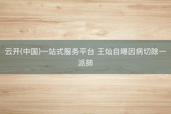 云开(中国)一站式服务平台 王灿自曝因病切除一派肺