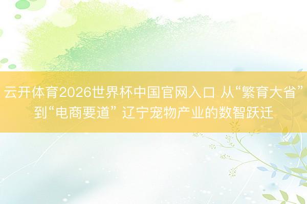 云开体育2026世界杯中国官网入口 从“繁育大省”到“电商要道” 辽宁宠物产业的数智跃迁