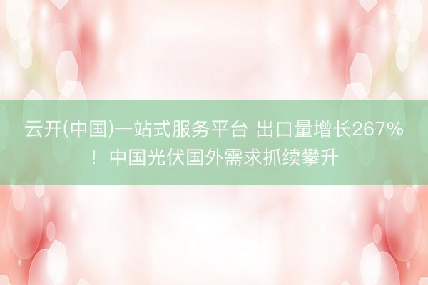 云开(中国)一站式服务平台 出口量增长267%！中国光伏国外需求抓续攀升