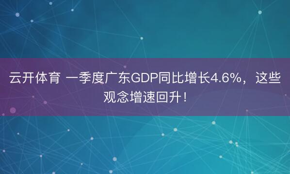 云开体育 一季度广东GDP同比增长4.6%，这些观念增速回升！